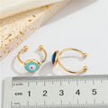 Gold Tone Round Enamel Evil Eye Adjustable Open Rings in Four Colors view 2