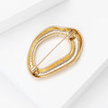 Open Oval Brooch In Smooth Silver And Gold Tone Finishes view 4