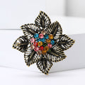 Layered Leaf Flower Crystal Brooch Decorative Lapel Pin view 3