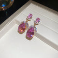 Floral Teardrop Crystal Necklace Or Earrings In Pink Or Multicolor view 6