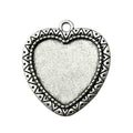 Engraved Heart Cabochon Pendant Trays in Two Finishes view 3