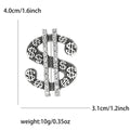 Dollar Sign Rhinestone Brooch in Gold or Silver Decorative Lapel Pin view 7