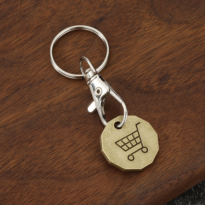 Zinc Alloy Shopping Cart Coin Token Keychain for Supermarket Trolleys