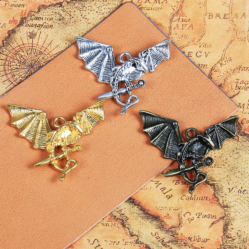 45x40mm Flame Dragon Alloy Pendant Charm