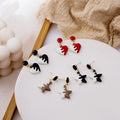 Two Tone Split Heart Star Enamel Drop Stud Earrings view 1