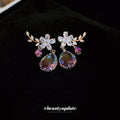 Crystal Branch Drop Earrings With Faceted Teardrop Beads view 1