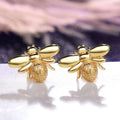 Bee Motif Stud Earrings Silver and Gold Tone Metal Pair view 3