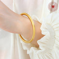 Matte Gold Solid Round Bangle Bracelet Smooth Thick Band view 3