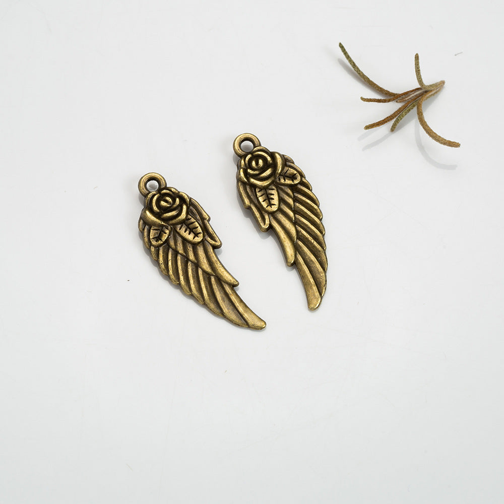 Double-Sided Feather Alloy Charm Pendant for DIY Jewelry