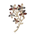 Crystal Flower Branch Brooch In Blue And Amber Decorative Lapel Pin view 2