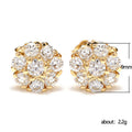 Gold Round Cluster Clear CZ Stud Earrings Metal Pair view 5