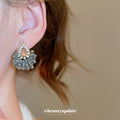 Blue Gray Crystal Teardrop Cluster Stud Earrings Jewelry view 4