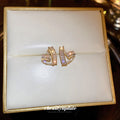 Gold Tone Open Heart Crystal Stud Earrings Fashion Jewelry view 2