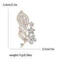 Slender Crystal Leaf Spray Brooch With Tiny Flower Accent view 5