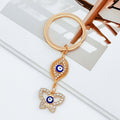 Evil Eye Charm Keychain with Hamsa and Rhinestone Accents view 2