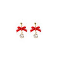 Black Bow Wire-Wrapped Crystal Ball Drop Stud Earrings view 5