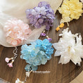 Fabric Flower Duckbill Hair Clips With Pearl Bell Tassels view 2