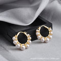 Gold-Tone Small Hoop Earrings With Graduated Pearl Fringe view 1