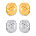 Multi-Line Geometric Oval Stud Earrings Gold Steel Titanium view 5