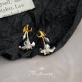 Two-Tone Gold Silver Frosted Lily Flower Stud Earrings view 1