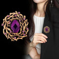 Purple Gold Tone Flower Openwork Crystal Two Designs Metal Brooch Pin view 3