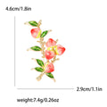 Pink Enamel Peach Fruit Branch Brooch With Glossy Green Leaves view 6