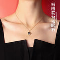 Round Agate And Cat Eye Pendant Necklaces Gold Steel view 4