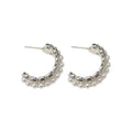 Curved Stone Set Hoop Stud Earrings in Gold and Silver Tone view 5