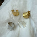 Wide Smooth Open Cuff Band Rings Gold Silver Tones view 4