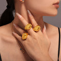 Chunky Polished Gold Dome Signet Ring Bold Smooth Band Sizes view 3