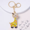Rhinestone Giraffe Keychain Gold Metal Cute Animal Charm view 6