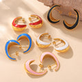 Crescent Moon Enamel Stud Earrings Gold Trim Colors view 2