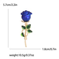 Long Stem Rose Brooch in Red or Blue and Two Metal Tones view 7