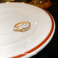 Gold Open Pearl And Cubic Zirconia Adjustable Ring view 4