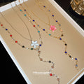 Colorful Bead and Enamel Flower Layered Necklaces Fashion Jewelry view 4