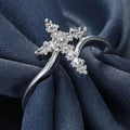 Gold White Metal Clear Zircon Cross Ring Split Band Alloy view 4