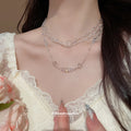 Clear Crystal Multi Strand Layered Necklace Iridescent view 1