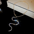 Crystal Y Drop Necklace With Polished Metal Tone Details view 6