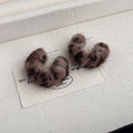 Eight Leopard Print Fuzzy Open C Hoop Statement Earrings view 8