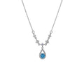 Silver Tone Crystal Floral Teardrop Pendant Necklace view 5