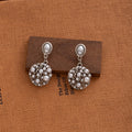 Pearl Look Geometric Cluster Silver Dangle Earrings in Two Shapes view 4