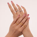 Open Adjustable Hugging Hands Ring Gold or Steel Tone Metal view 2
