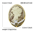 Oval Cameo Profile Brooch in Three Antique Metal Styles view 8