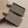 Mixed Finish Metal Rectangular Pendant Bezel Tray For Jewelry Making view 4