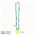 Four Color Round Bead Necklaces With Gold Tone Starfish Pendants view 6
