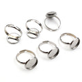 Silver-Tone Round Cabochon Ring Blank Settings for Crafts view 3