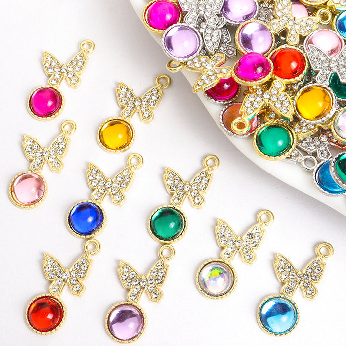 Polished Gold Silver Butterfly Alloy Charms in 18 Styles