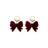 Burgundy Bow Studs