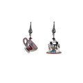 Gunmetal Asymmetric Teacup Cake Crystal Drop Earrings view 5