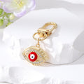 Gold Tone Crystal Halo Enamel Evil Eye Clip Keychains in Five Colors view 6